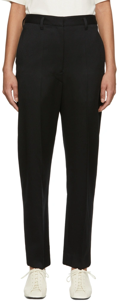 Lemaire Black Wool Trousers In 999 Black