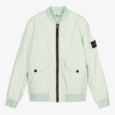 Stone Island Junior Boys Teen Mint Green Bomber Jacket