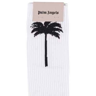 Palm Angels Palmxpalm Logo Cotton Blend Socks In White,black