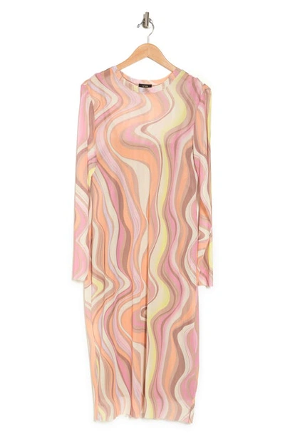 Afrm The Loaf Mesh Dress In Coral Swirl