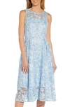 Adrianna Papell Floral Embroidered Fit & Flare Midi Dress In Clear Water