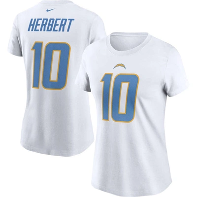 NIKE NIKE JUSTIN HERBERT WHITE LOS ANGELES CHARGERS PLAYER NAME & NUMBER T-SHIRT