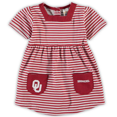 Little King Kids' Girls Toddler Crimson Oklahoma Sooners Striped Dress With Pockets