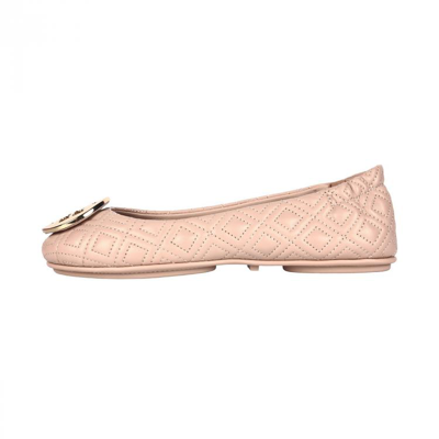 Tory Burch Minnie Travel Ballet Flats With Logo In Pink