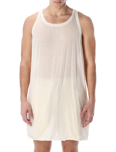 Rick Owens Banded Cotton Longline Tank Top In Natural