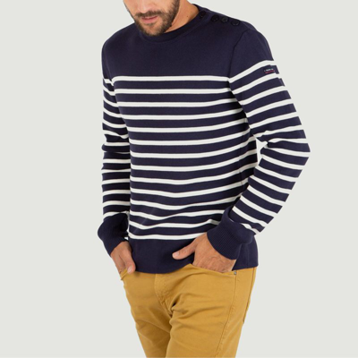 Armor-lux Groix Striped Navy Sweater Navire Milk Armor Lux In Blue