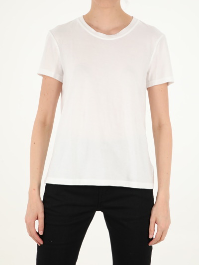 James Perse Crewneck White T-shirt In Pink