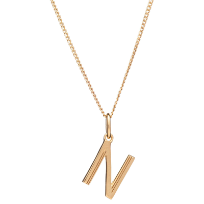 Rachel Jackson Art Deco N Initial 22ct Yellow Gold-plated Sterling-silver Necklace In 22 Carat Gold Plated