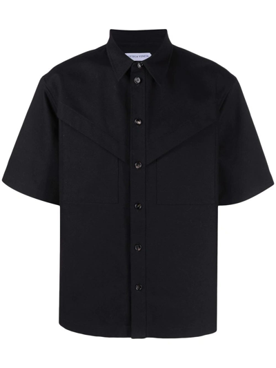 Bottega Veneta Black Heavy Cotton Short Sleeve Shirt
