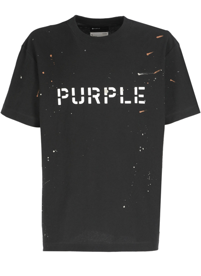 Purple Brand Spray Paint Stains T-shirt In Black | ModeSens