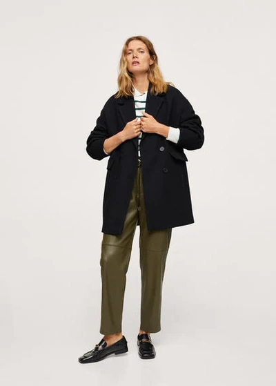 Mango Women s Herringbone Double breasted Coat In Black ModeSens