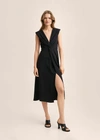 MANGO KNOT DETAIL DRESS BLACK