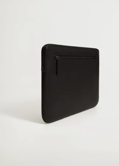 Mango Leather-effect Laptop Case Black