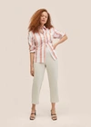 MANGO CROPPED BUTTON TROUSERS LIGHT/PASTEL GREY
