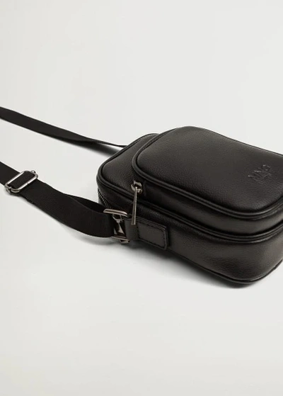 Mango Leather Effect Cross Body Bag Black