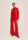 MANGO KNITTED WIDELEG trousers RED