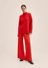 MANGO KNITTED WIDELEG PANTS RED