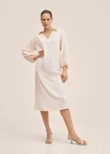 MANGO SIDE SLIT DRESS OFF WHITE