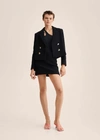 MANGO DOUBLE-BREASTED SUIT BLAZER BLACK