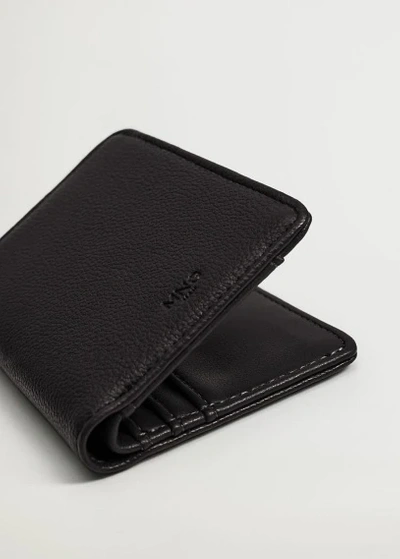 Mango Pocket Pebbled Wallet Black