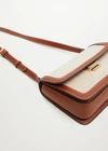 MANGO CANVAS CROSSBODY BAG LEATHER