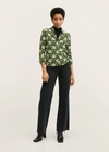 MANGO FITTED PRINT BLOUSE GREEN
