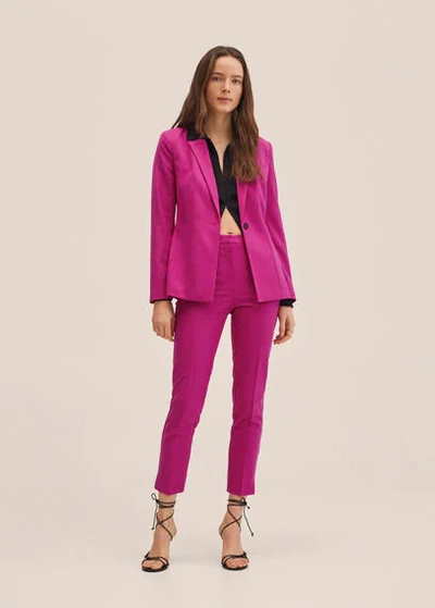 MANGO FITTED SUIT JACKET PINK 
