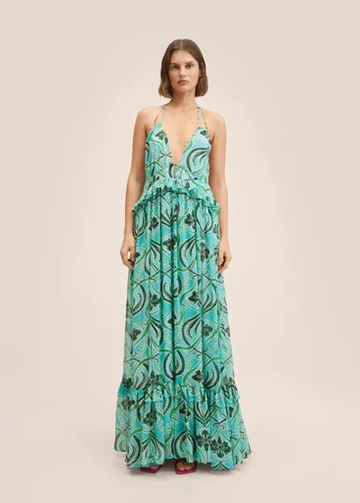 green emerald velvet dress Tango Mango Blue Palm Maxi Cha Cha Dress – Blooming Boutique