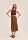 MANGO BUCKLE WRAP SKIRT BROWN