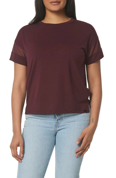 Marc New York Mesh Sleeve Boxy T-shirt In Burgundy