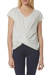 Marc New York Overlapping Front Cap Sleeve Shirt In Optic Heather
