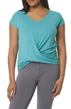 Marc New York Overlapping Front Cap Sleeve Shirt In Turquoise
