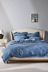 Anthropologie Tencel Linen Blend Duvet Cover By  In Blue Size Q Top/bed