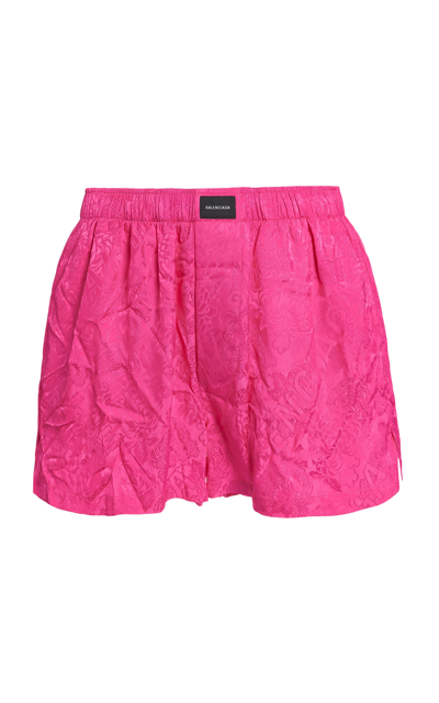 Balenciaga Logo Floral Jacquard Boxer Pajama Shorts In Pink