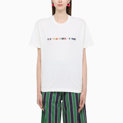 Sunnei White/multicolour Everyday I Wear  Crewneck T-shirt In White