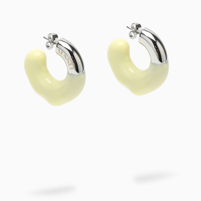 Sunnei Yellow Rubberized Small Silver-tone Earrings