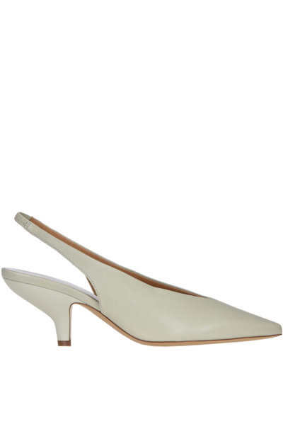 Maison Margiela Grainy Leather Slingback Pumps In Pastel Green