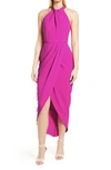 Julia Jordan Knot Neck Halter Dress In Fuchsia