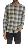 John Varvatos Ross Slim Fit Plaid Button-up Sport Shirt In Bottle Green
