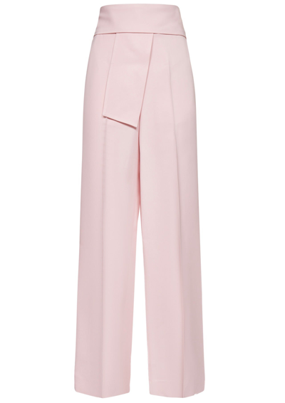 Lanvin Tie-waist High-rise Wide Crepe Trousers In Pink
