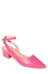 Journee Collection Keefa Croc Embossed Pointed Toe Pump In Magenta