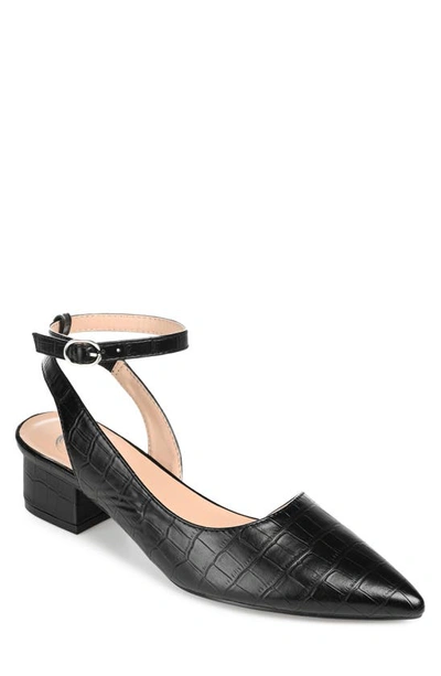 Journee Collection Keefa Croc Embossed Pointed Toe Pump In Black