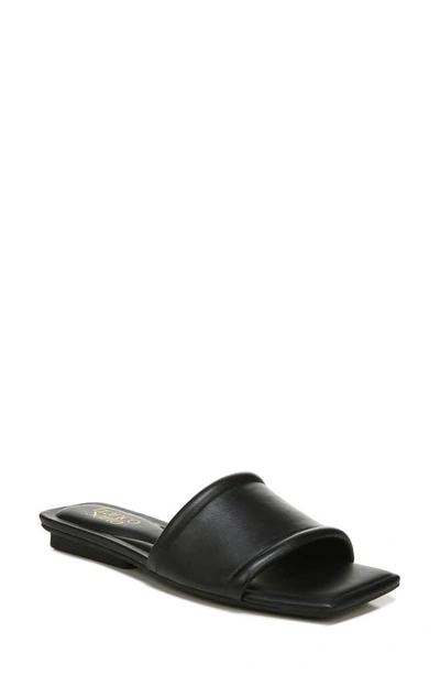 Franco Sarto Caven Womens Leather Square Toe Slide Sandals In Black Leather