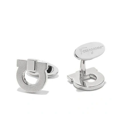 Ferragamo Mens Gancini Cufflinks In Silver Tone