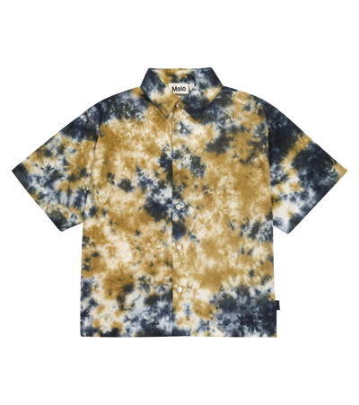 Molo Kids' Richie Tie-dye Cotton Shirt In Brown