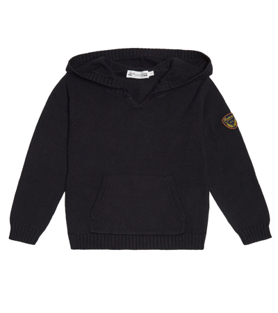 Bonpoint Kids' Armand Knit Cotton Hoodie In Navy