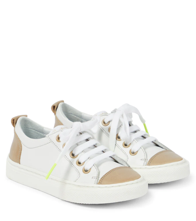 Bonpoint Kids' Archie Leather Sneakers In Off White