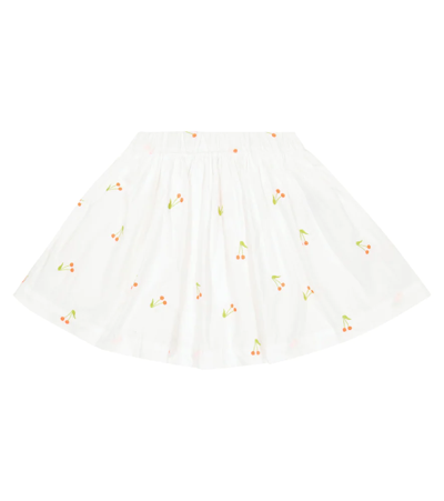 Bonpoint Kids' Suzon Printed Cotton Skirt In Blanc Naturel