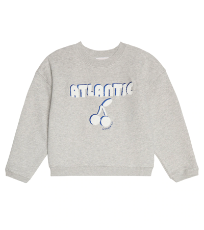 Bonpoint Kids' Tayla Embroidered Cotton Sweatshirt In Gris Chine C.