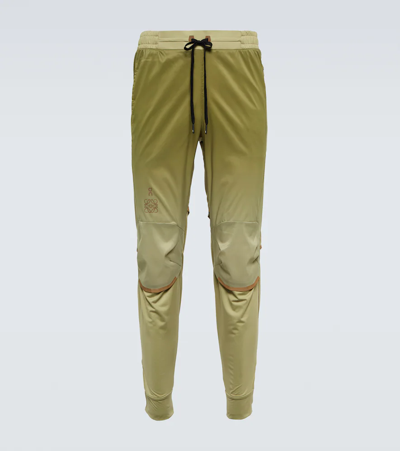 Loewe On Slim-fit Tapered Logo-print Dégradé Tech-shell Trousers In Green